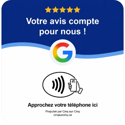 Carte NFC Cinq sur Cinq à tapoter avec un téléphone